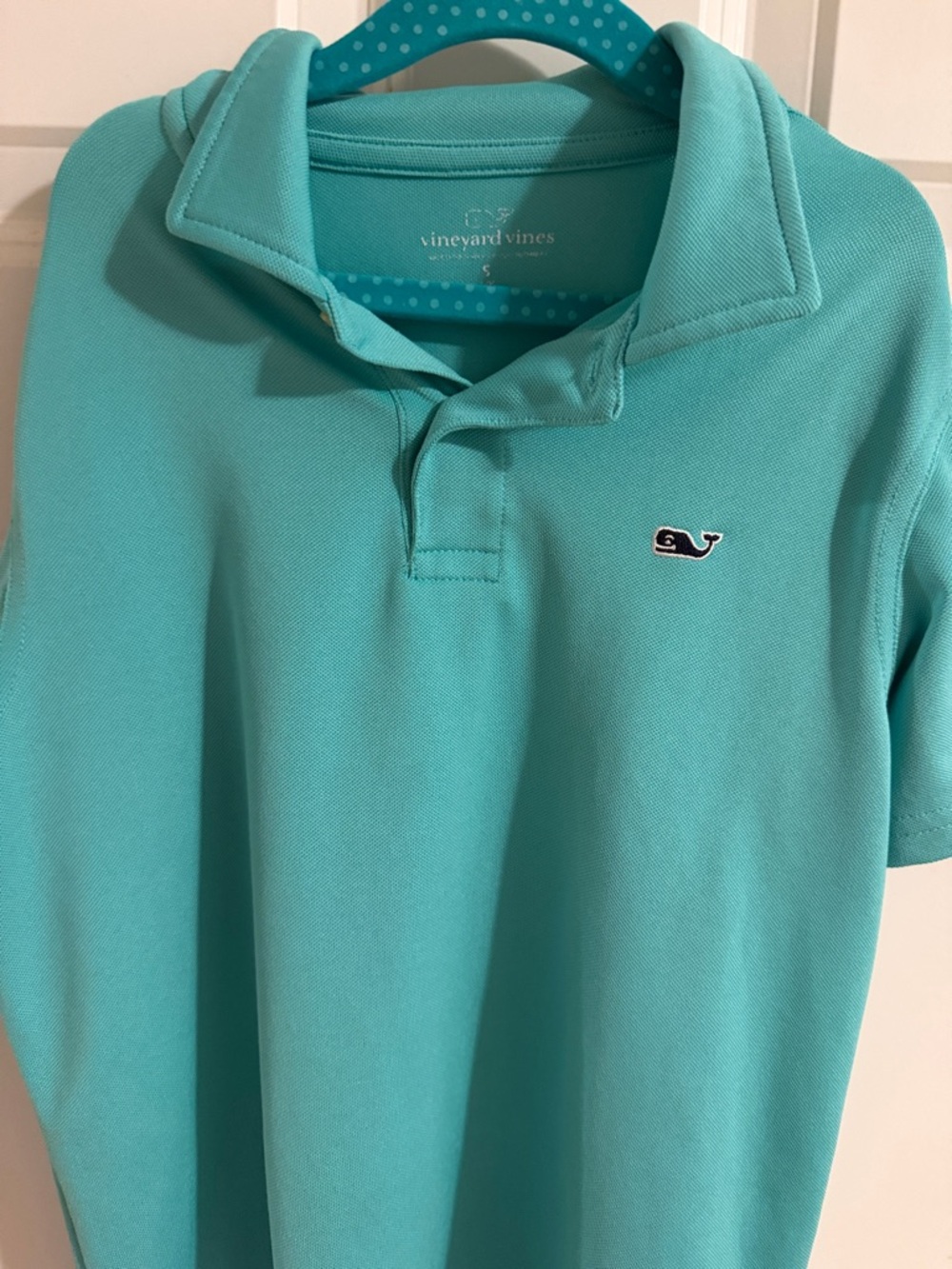 Vineyard Vines Boys' Teal Polo with Whale Logo